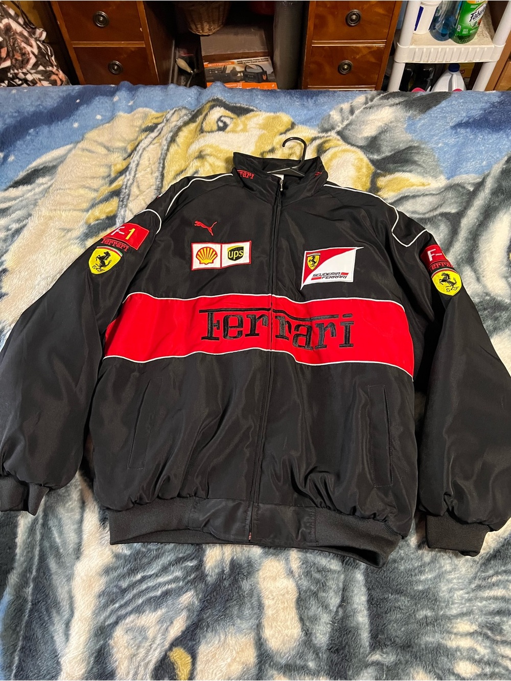 Ferrari Black and Red Racing Bomber Jacket